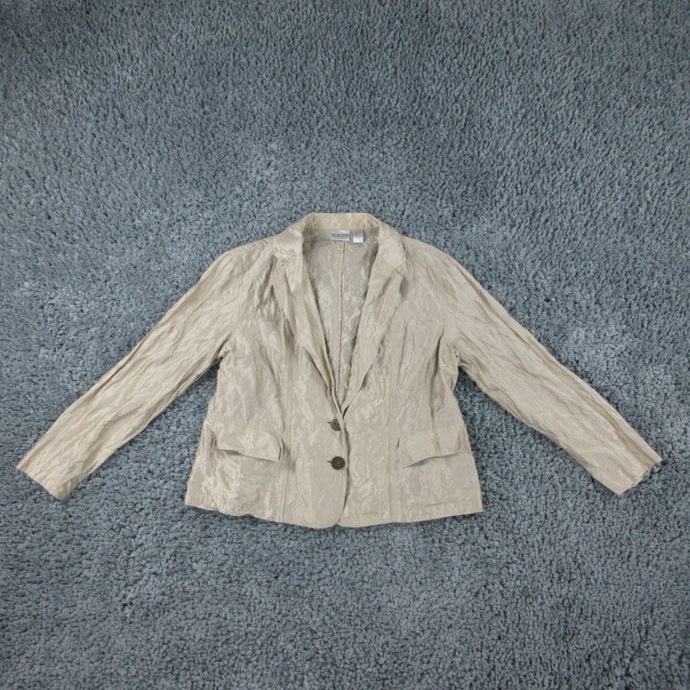 Chico's Shirt Womens 2 US 12 Beige Silk Blend Shimmery Shacket Long Sleeve '